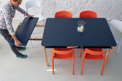 ZEEN Udtrækkeligt bord med hylde 200x90x75cm Blå