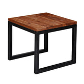 Håndlavet sidebord / sofabord i industrielt look, massivt træ, 45x40x45 cm, brun