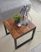 Håndlavet sidebord / sofabord i industrielt look, massivt træ, 45x40x45 cm, brun