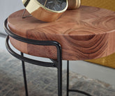 Designer sidebord i japandi stil, massivt akacietræ, smukke metalben, 35x51x35 cm, brun