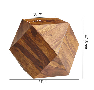 Sofabord i diamantform, massivt træ, 57 x 42,5 x 57 cm, brun