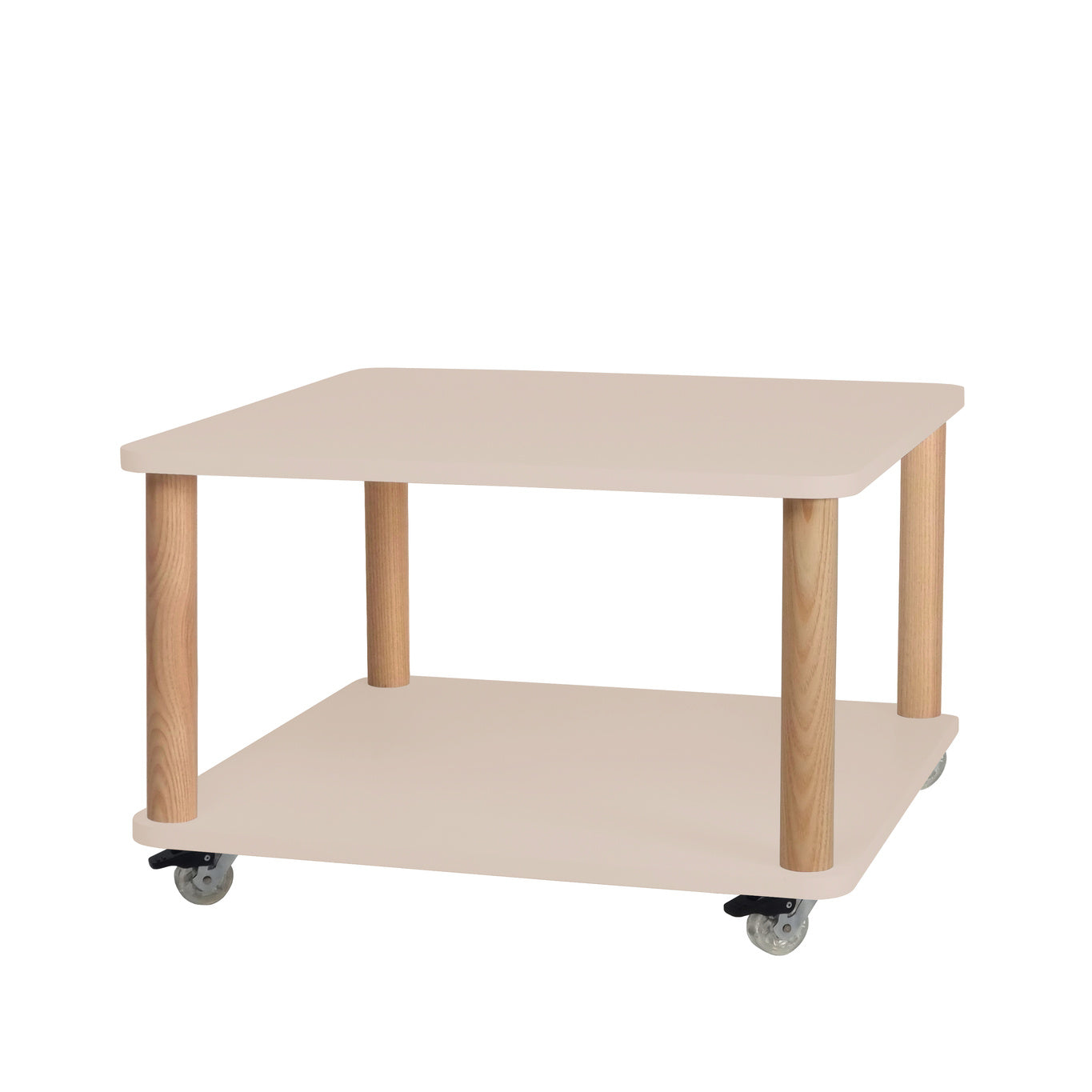 ASHME Sofabord med Hjul 64x64cm Brun Beige