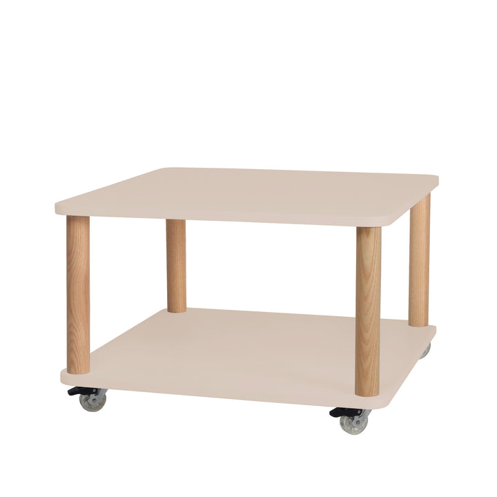 ASHME Sofabord med Hjul 64x64cm Brun Beige