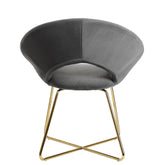 Spisebordsstol i fløjl, mørkegrå, køkkenstol med gyldne ben