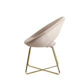 Spisebordsstol i fløjl, beige køkkenstol med gyldne ben