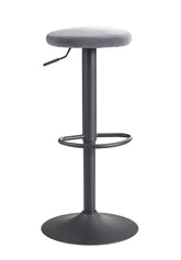 Roterende barstol / bistrostol i fløjl, mørkegrå uden ryglæn, 58 - 79 cm