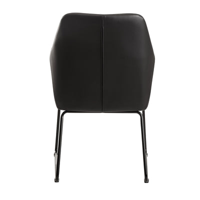 Designer spisebordstol / køkkenstol i sort kunstlæder og metal