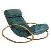 Smuk og komfortabel chaiselong /gyngestol i smuk grøn fløjl, glam-stil, 61x81x111 cm