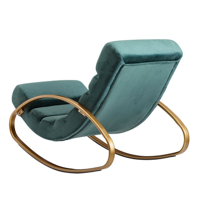 Smuk og komfortabel chaiselong /gyngestol i smuk grøn fløjl, glam-stil, 61x81x111 cm