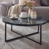 Sofabord med sort marmor-look, 80x36x80 cm