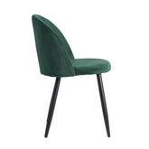 Spisebordsstole i fløjl, sæt med 2 stk., skandinavisk design, grøn