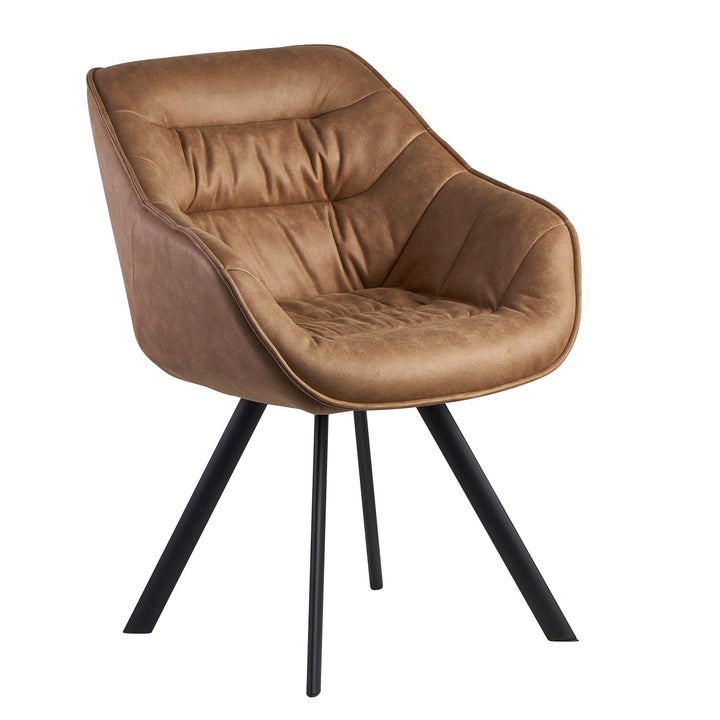 Spisebordsstol i polstret ruskind, moderne look, beige