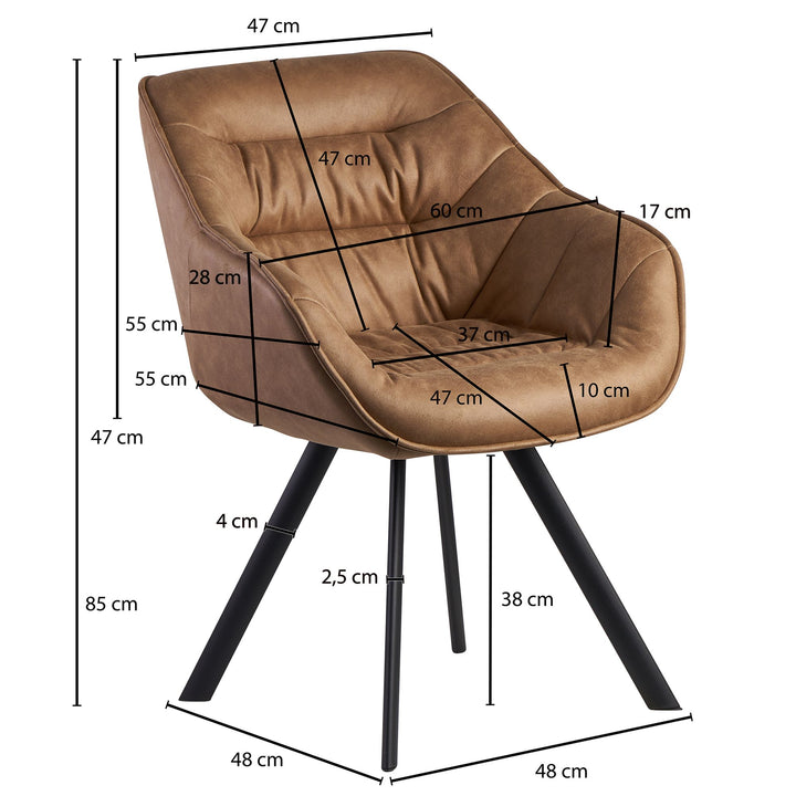 Spisebordsstol i polstret ruskind, moderne look, beige