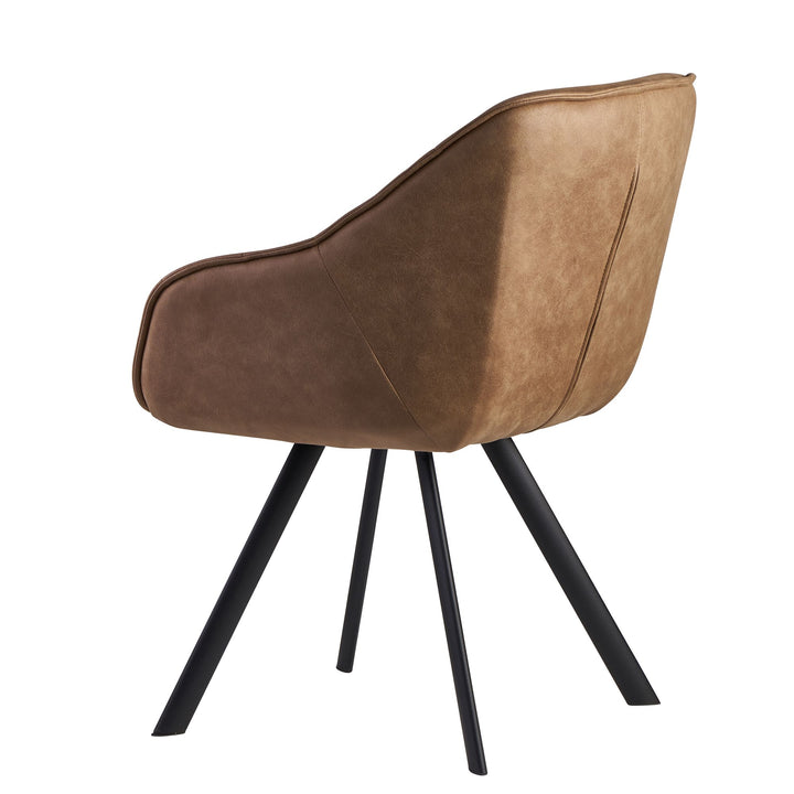 Spisebordsstol i polstret ruskind, moderne look, beige