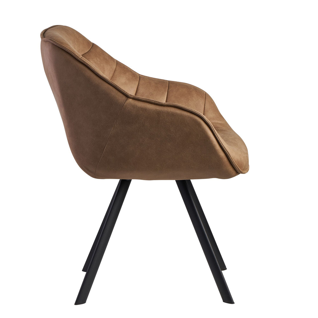 Spisebordsstol i polstret ruskind, moderne look, beige