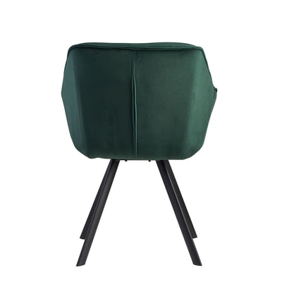 Spisebordsstol i fløjlsgrøn, polstret