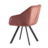 Spisebordsstol i fløjl, polstret, pink
