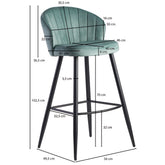 Designer barstol i fløjl, lysegrøn, 56x102,5x52,5 cm