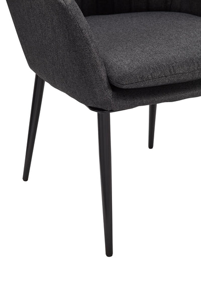 Spisebordsstol i stof, polstret, mørkegrå, skandinavisk design