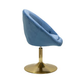 Designer cocktail-lænestol, fløjl blå / guldfarvet