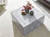 Sofabord i terningform, 60x30x60 cm, højglans med marmorlook, hvid