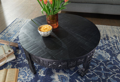 Designer sofabord i orientalsk stil, 80x36x80 cm, sort