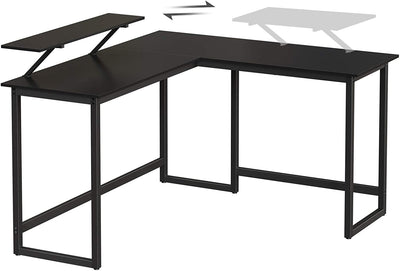 Hjørneskrivebord / computerbord, L-formet, sort