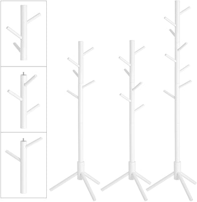 Stumtjener i træ og metal - 8 kroge - hvid