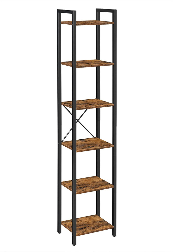 Høj reol med 6 hylder, brun