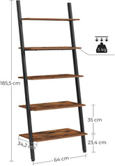 Måling i cm af bogreol Ladder Style 5 lag trin