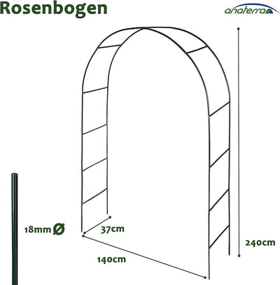 Rosenbue - Sæt med 2 stk., 240x140x36cm, Selvstående, Stabil, Metal - Til Klatreplanter, Have, Balkon, Bryllupper.
