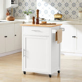 Køkkenvogn med bordplade, hvid / naturfarvet, 68 x 90 x 46 cm