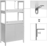 Højt badeværelsesskab med skab og hylder, 60 x 32,5 x 122 cm, hvid