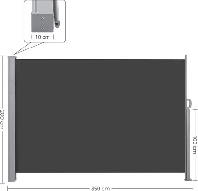 Sidemarkise, 200 x 350 cm (H x L), smokey grå