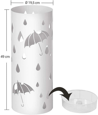Paraplystativ med kroge og dryppebakke - 49 cm x 19,5 cm Rund - Lammeuld.dk