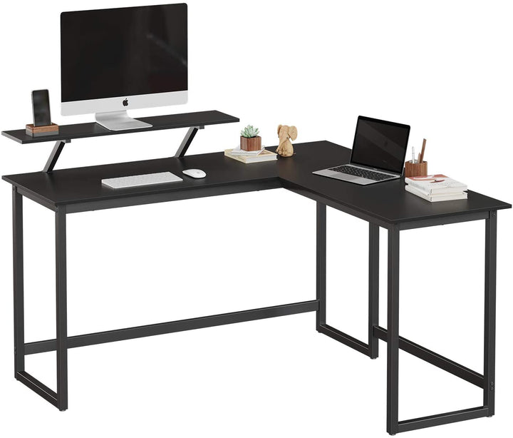 Hjørneskrivebord / computerbord, L-formet, sort