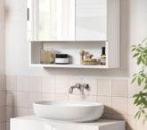 Badeværelsesskab med spejl, 54 x 15 x 55 cm, hvid