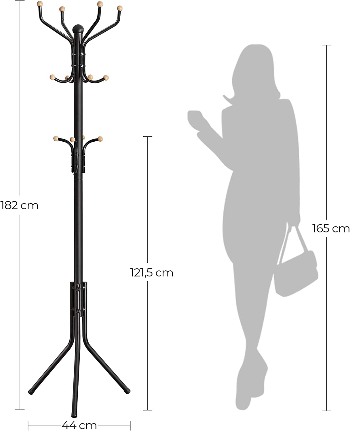 Stumtjener I Sort Metal, 182 cm