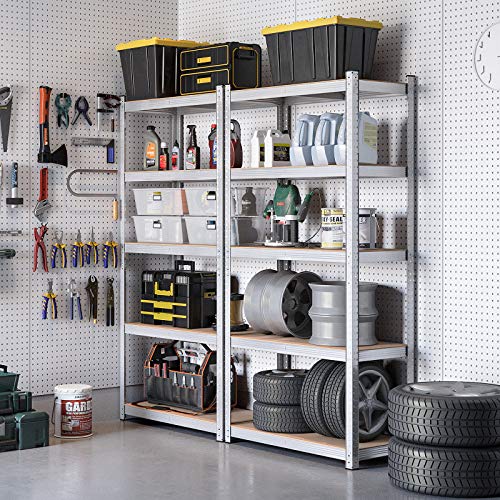 Reol til værksted & garage – 2 x stålreoler med 875 kg kapacitet, 40 x 90 x 180 cm, sølvfarvet