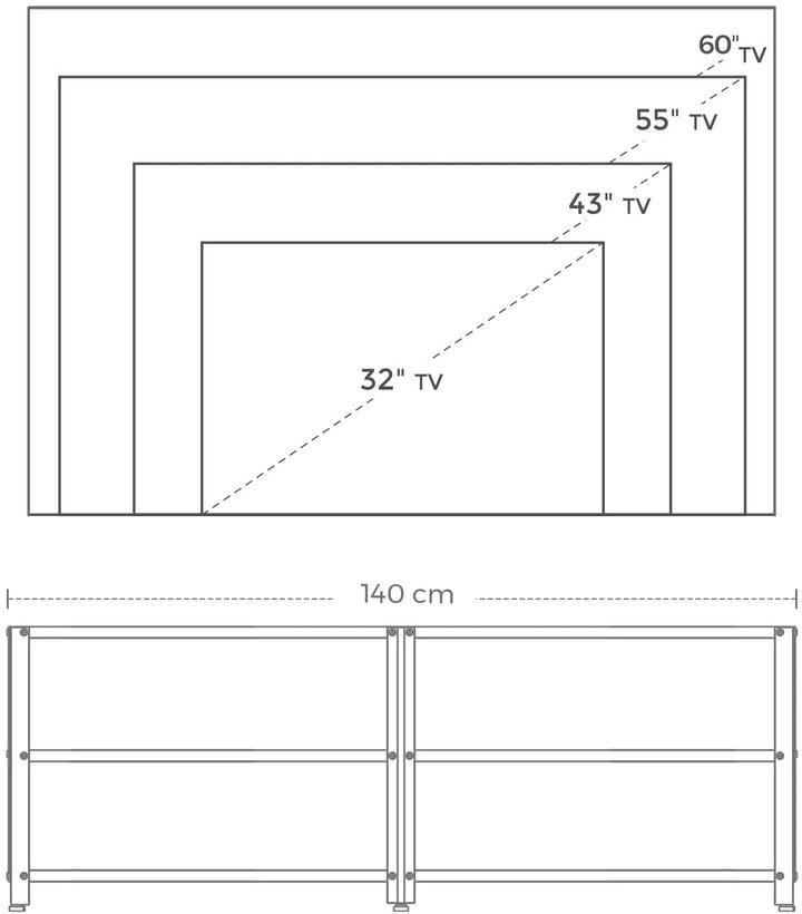 TV-bord, 140 x 39 x 50 cm, brun og sort