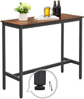 Barbord med robust metalstel i industrielt design med vinflaske og vinglas i et stuemiljø