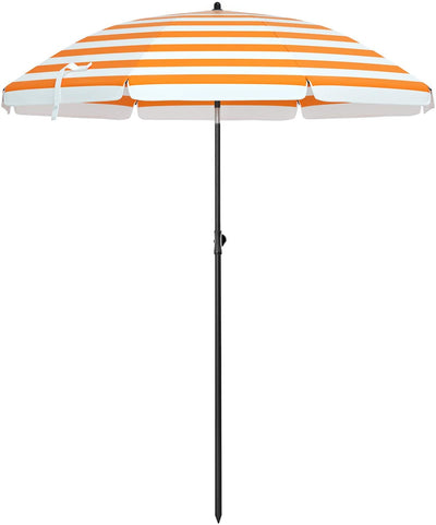 Parasol til stranden, stribet, orange og hvid