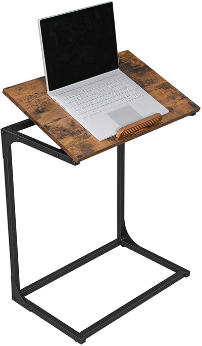 Sidebord med vippefunktion, praktisk til laptop, brun