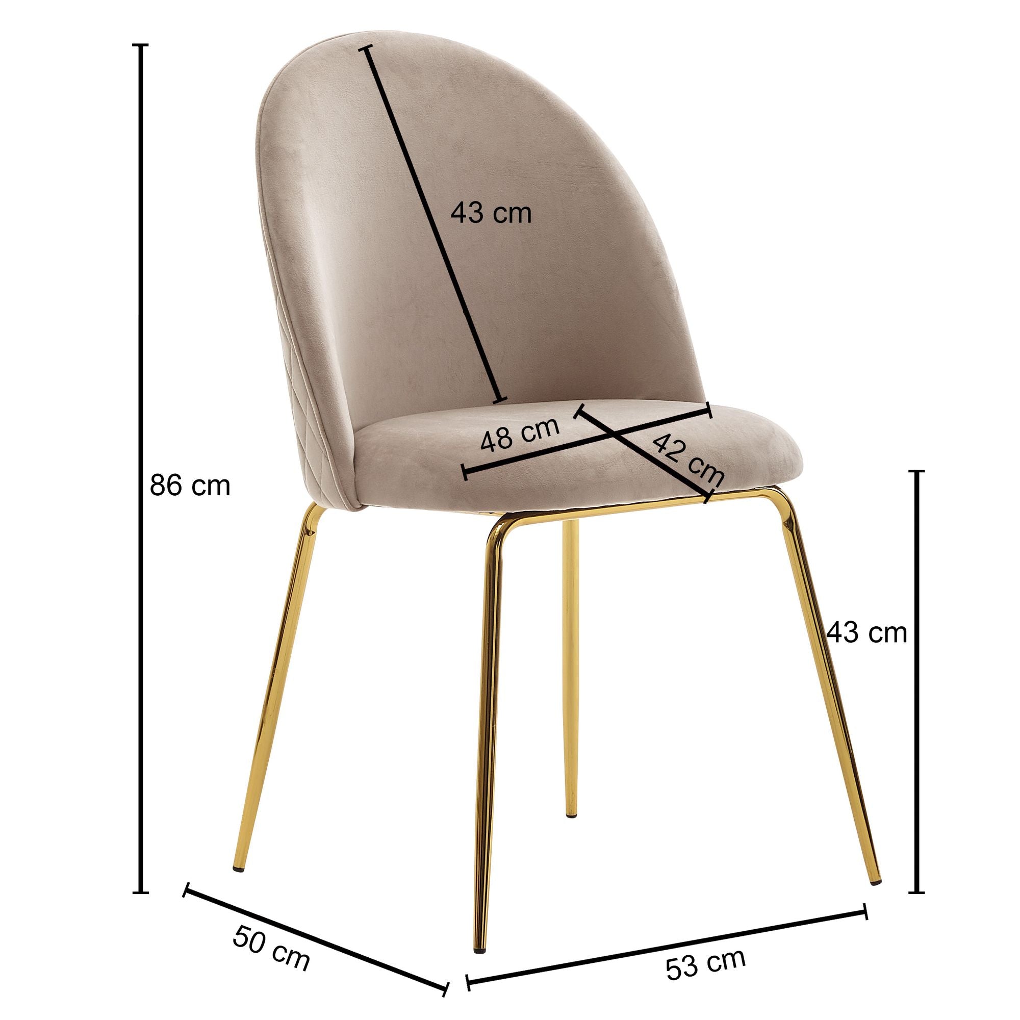 Skandinaviske spisebordsstole med fløjlsbetræk i beige, sæt med 2