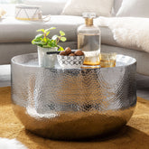 Sofabord, 60x60x35 cm, aluminium, sølvfarvet