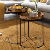 Redeborde / bakkeborde / sideborde, sæt af 2 stk. i guldfarvet og sort metal