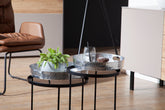 Redeborde / bakkeborde / sideborde, sæt af 2 stk., sølvfarvet og sort metal