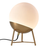 Chelsea Bordlampe - Bordlampe i hvid glas, messingfarvet fatning og ben, kugleformet, Ø20 cm