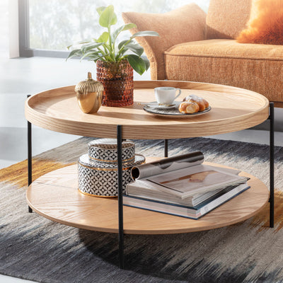 Sofabord i træ/metal, 78x78x40 cm