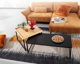 Sofaborde, sæt af 2 stk., moderne stil, sort og naturfarvet